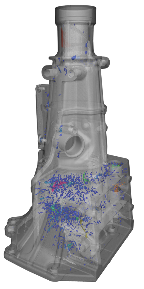 X-ray inspection of a casting with porosity